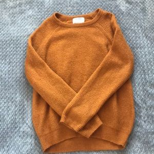 Fall Orange Cashmere Long Sleeve Sweater